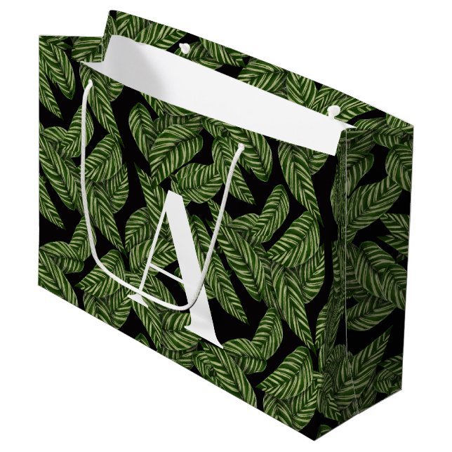 Grand Sac Cadeau Plante de feuille tropicale moderne Imprimer Monog (Devant Angle)