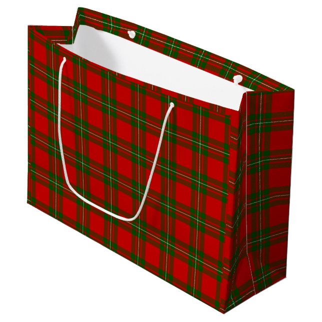 Grand Sac Cadeau Plaque vert rouge de tartan MacGregor (Devant Angle)