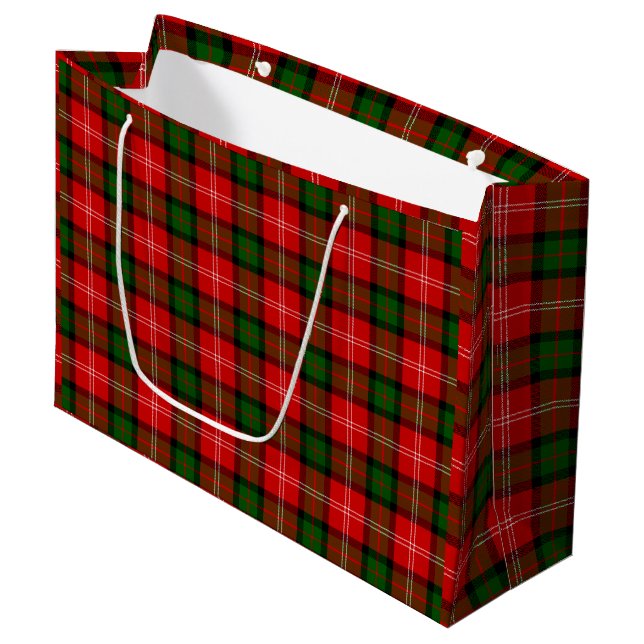 Grand Sac Cadeau Plaque vert rouge tartan MacKintosh (Devant Angle)
