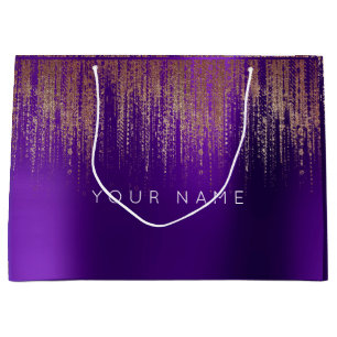 Grand Sac Cadeau Pluie minimale d'or de faveur de prune blanche