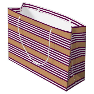 Grand Sac Cadeau Plum et blanc cinq bandes motif avec bronzage