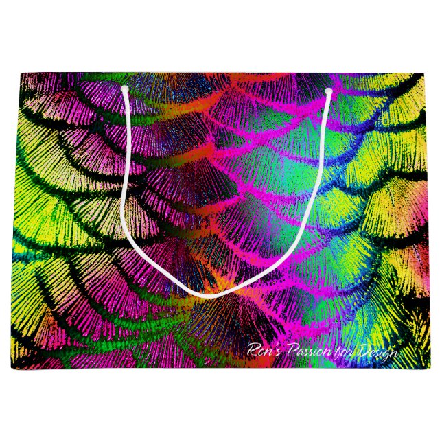 Grand Sac Cadeau Plumes de paon 1 (Devant)