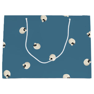 Grand Sac Cadeau Points du crâne Kawaii mous aléatoires bleu pâle