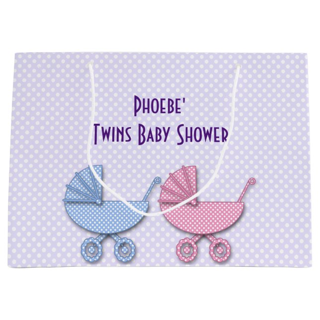 Grand Sac Cadeau pois jumeau garçon & fille (Devant)