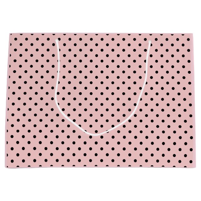 Grand Sac Cadeau Pois rose noir (Devant)