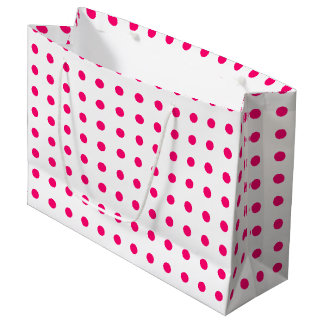 Grand Sac Cadeau Pois roses chauds