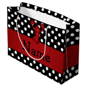 Grand Sac Cadeau Pois rouge nommé personnalisé de noir de homard