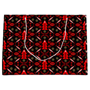 Grand Sac Cadeau Poisson d'art populaire nordique