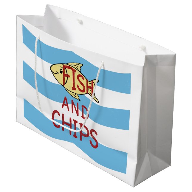 Grand Sac Cadeau Poisson-frites (Devant Angle)