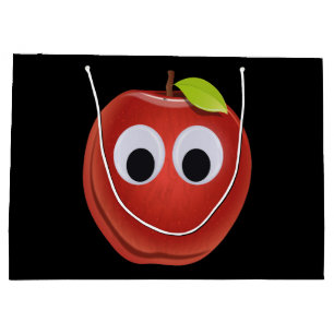Grand Sac Cadeau Pomme, fruit rouge aux yeux de dieu - Personnalisé