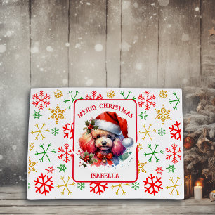 Grand Sac Cadeau Poodle aquarelle mignonne avec un chapeau de Père