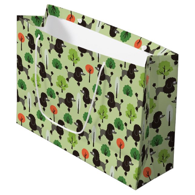 Grand Sac Cadeau Poodle dans le parc (Devant Angle)