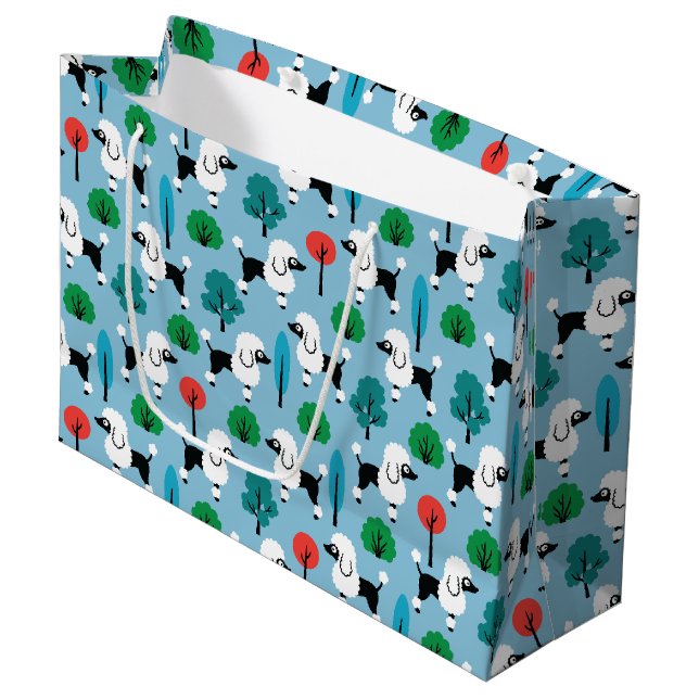 Grand Sac Cadeau Poodle dans le parc (Devant Angle)