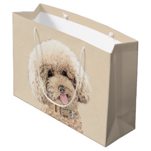 Grand Sac Cadeau Poodle (Jouet, Miniature) Peinture originale de Ch