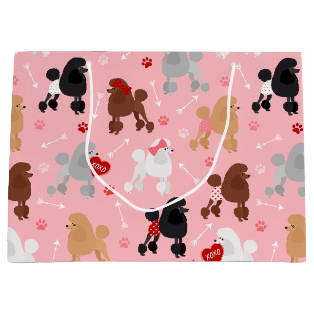 Grand Sac Cadeau Poodle Valentine Motif (Devant)