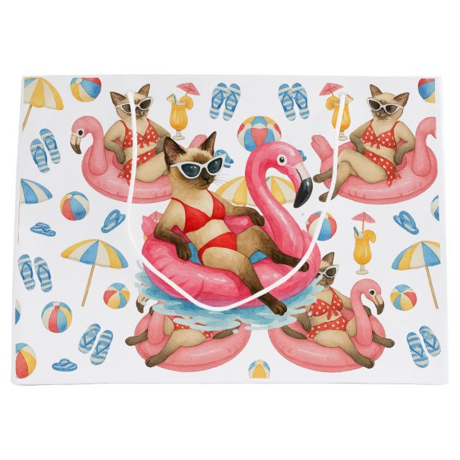 Grand Sac Cadeau Pool Party for Siamese Cat lovers  (Devant)