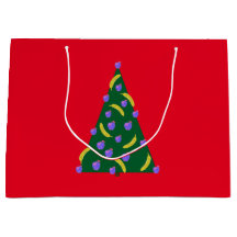 Pop Art Arbre de Noël avec Pommes et Bananes Rouge