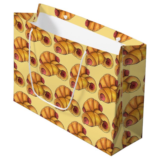 Grand Sac Cadeau Porcs dans une couverture Croissant Rouleau Hot Ch (Devant Angle)
