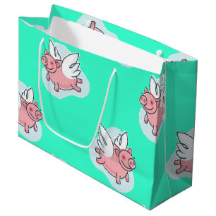Grand Sac Cadeau Porcs volants Nouveau bébé Choisir la couleur L Sa