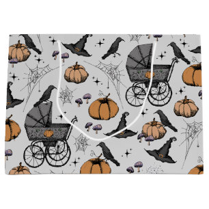 Grand Sac Cadeau Porte-bébé gothique Halloween gris