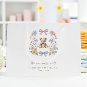 Grand Sac Cadeau Porte-cadeau de naissance ourson fantaisiste