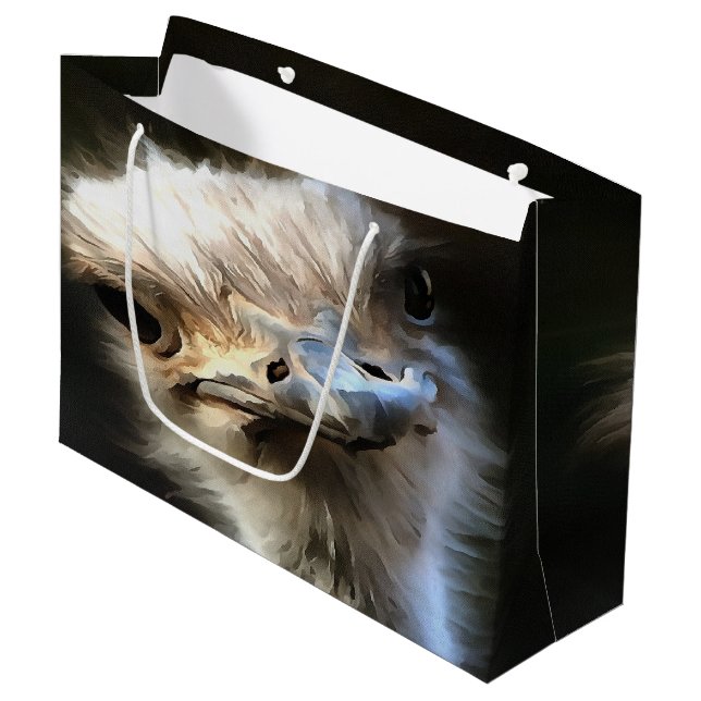 Grand Sac Cadeau Portrait Artistique Ostrich Avec Expression Goofy (Devant Angle)