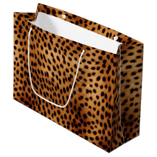 Grand Sac Cadeau Poster de animal Cheetah Brown et noir