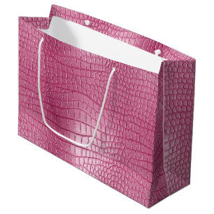 Grand Sac Cadeau Poster de animal d'alligator rose Faux