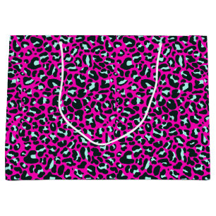 Grand Sac Cadeau Poster de animal de Cheetah Leopard rose moderne