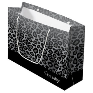 Grand Sac Cadeau Poster de animal gris de léopard