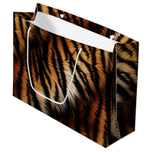 Grand Sac Cadeau Poster de animal Orange Black Tiger Stripes