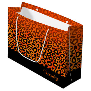 Grand Sac Cadeau Poster de animal orange de léopard