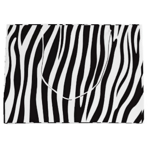 Grand Sac Cadeau Poster de animal Zèbre noir et blanc