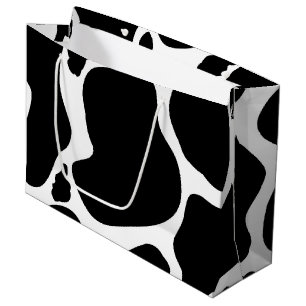 Grand Sac Cadeau Pots de vache noir simple Animal