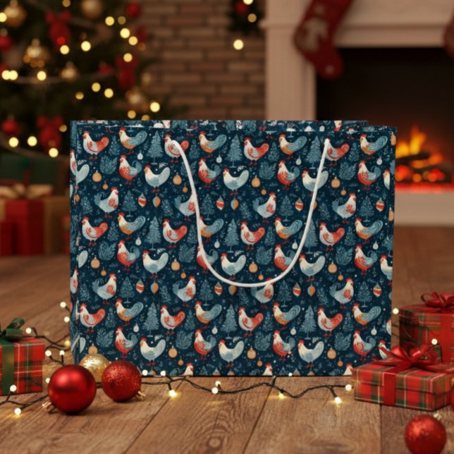 Grand Sac Cadeau Poulet de Noël (Créateur téléchargé)