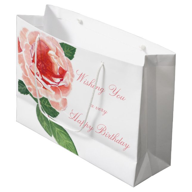 Grand Sac Cadeau Pour son joyeux anniversaire Rose rose (Devant Angle)