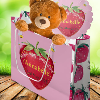 Grand Sac Cadeau Premier anniversaire Bébé 1ère mignonne fraise