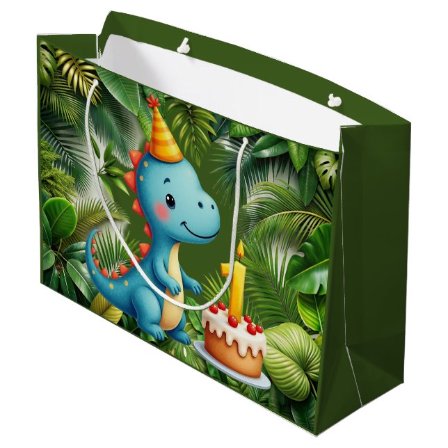 Grand Sac Cadeau Premier anniversaire Dino  (Dos Angle)