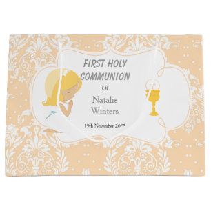 Grand Sac Cadeau Première Communion Blonde cheveux fille Merci
