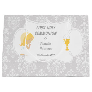 Grand Sac Cadeau Première Communion Blonde cheveux fille Merci