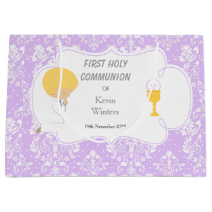 Grand Sac Cadeau Première Communion Blonde cheveux Merci garçon