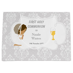 Grand Sac Cadeau Première communion Merci afro-américain