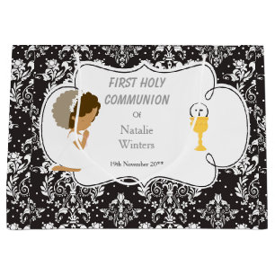 Grand Sac Cadeau Première communion Merci afro-américain