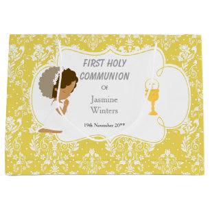 Grand Sac Cadeau Première communion Merci afro-américain