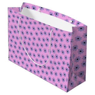Grand Sac Cadeau Preppy violet bleu Hippie Motif