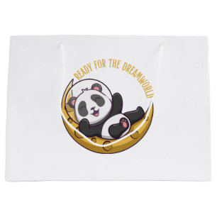 Grand Sac Cadeau Prêt pour le monde de rêve Bonjour petit panda en