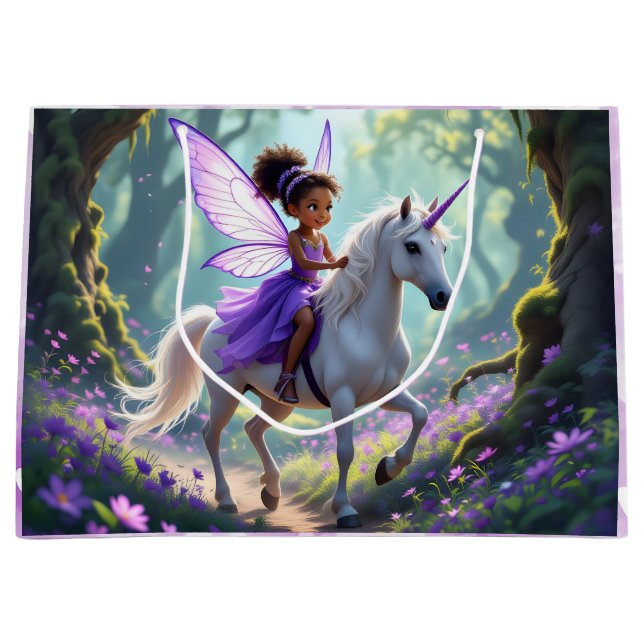 Grand Sac Cadeau Pretty Fairy in Enchanted Forest Birthday (Devant)