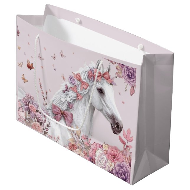 Grand Sac Cadeau Pretty Ponies and Petals Horse Gift Bag for Girls (Devant Angle)