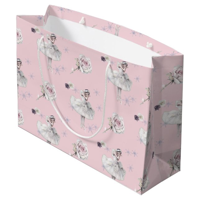 Grand Sac Cadeau Prima Ballerina Swan et Roses (Dos Angle)