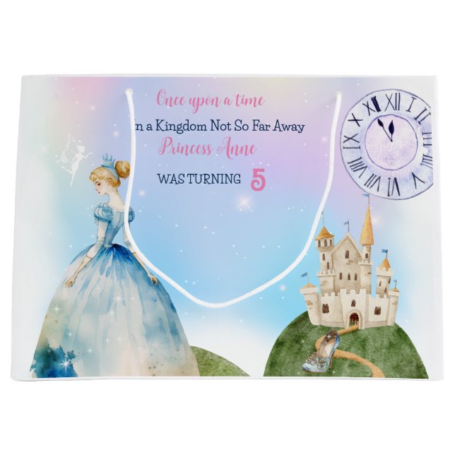 Grand Sac Cadeau Princess Birthday Kids (Devant)